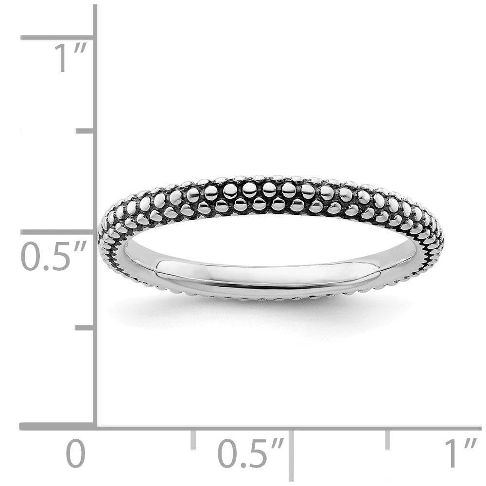 Sterling Silver Stackable Expressions Antiqued Ring Size -6