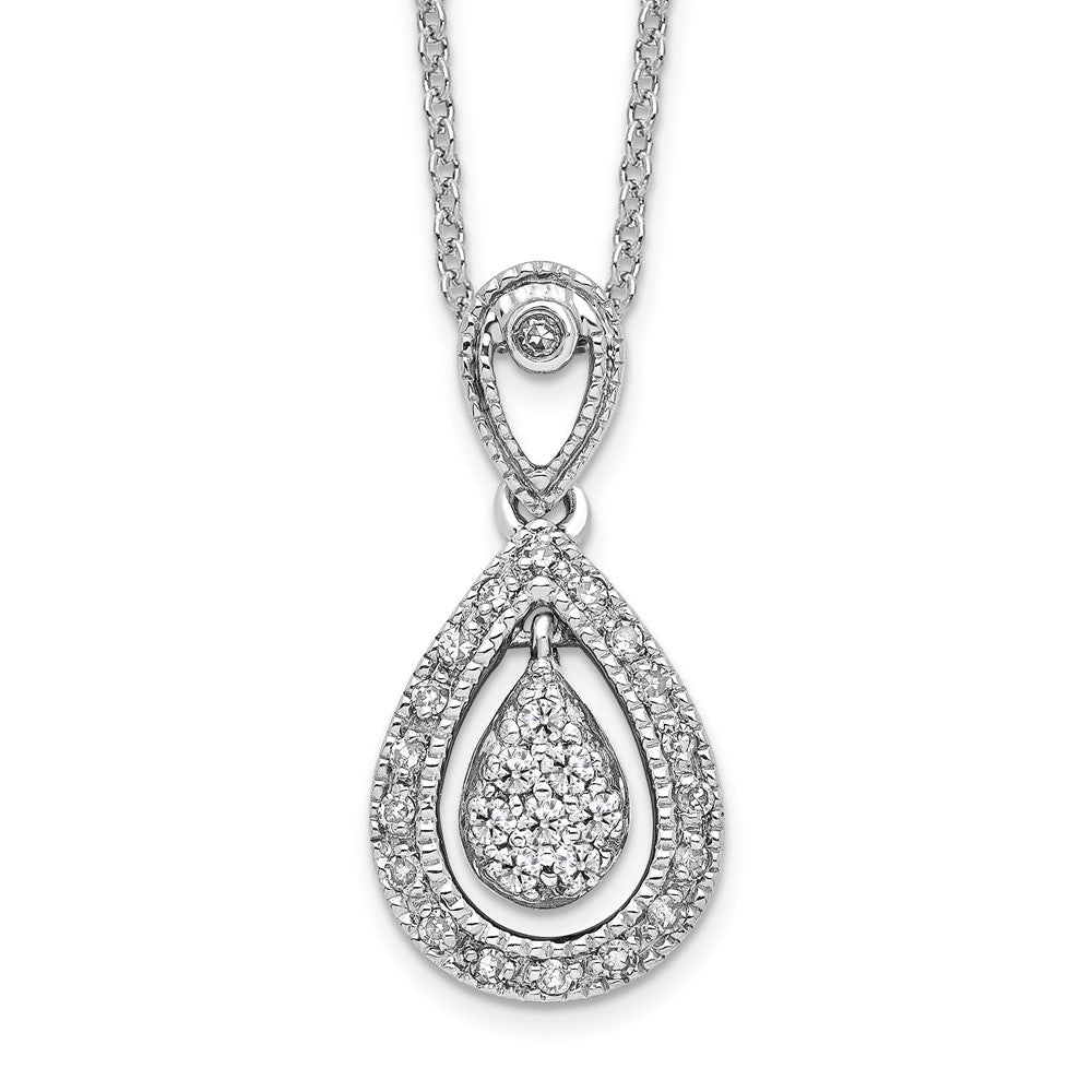 14k White Gold 1/5 carat Lab Grown Diamond VS/SI+ G+ 18 inch Teardrop Pendant Necklace
