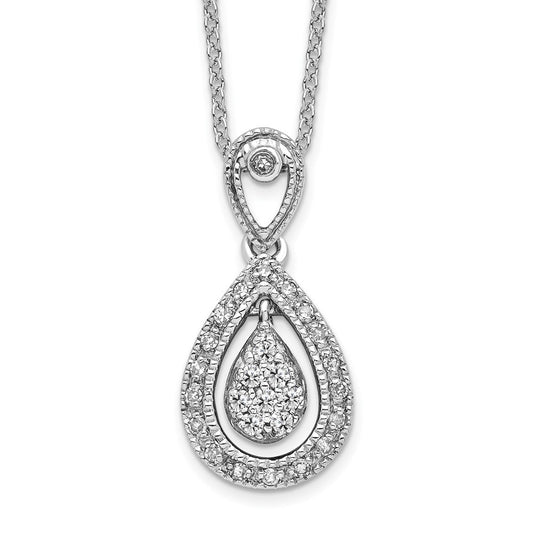 14k White Gold 1/5 carat Lab Grown Diamond VS/SI+ G+ 18 inch Teardrop Pendant Necklace