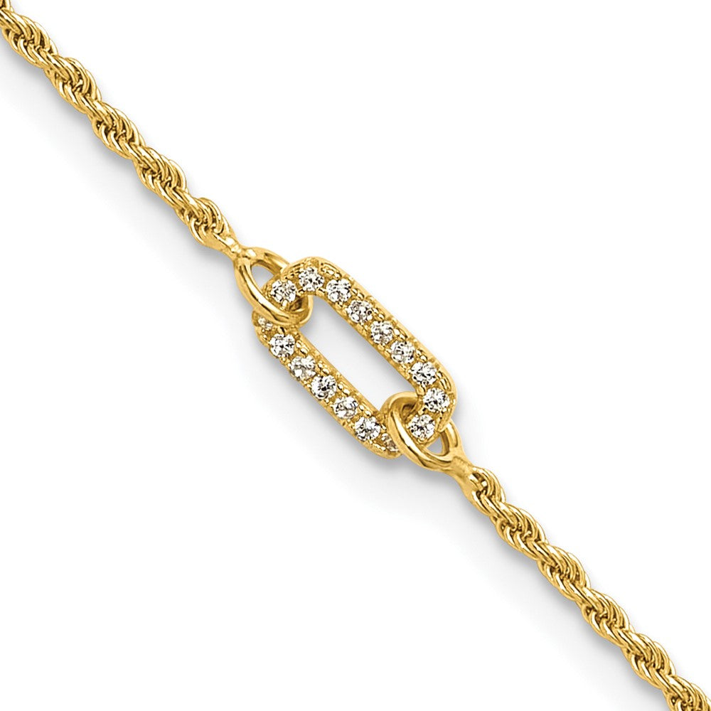 Sterling Silver Gold-plated Polished CZ with 1.5in ext. Bracelet