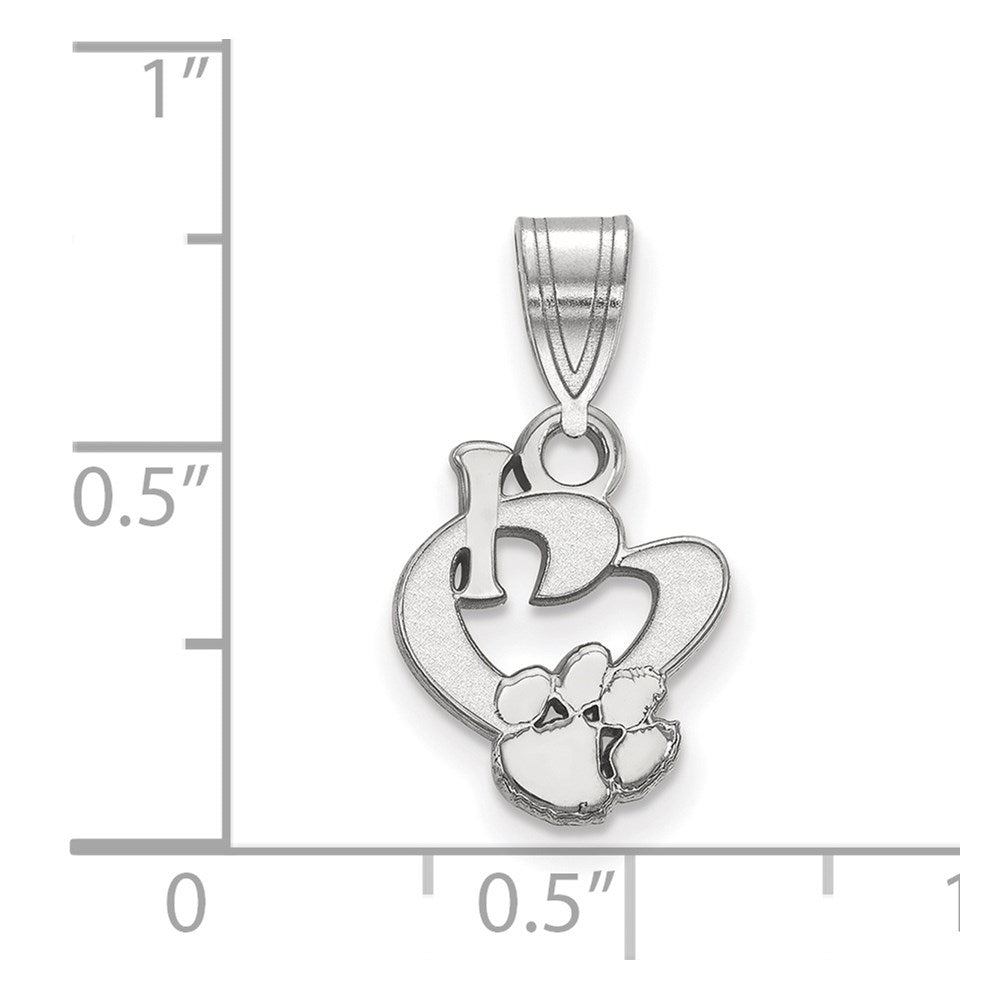 Sterling S. Rh-p LogoArt Clemson University Small I Love Logo Necklace