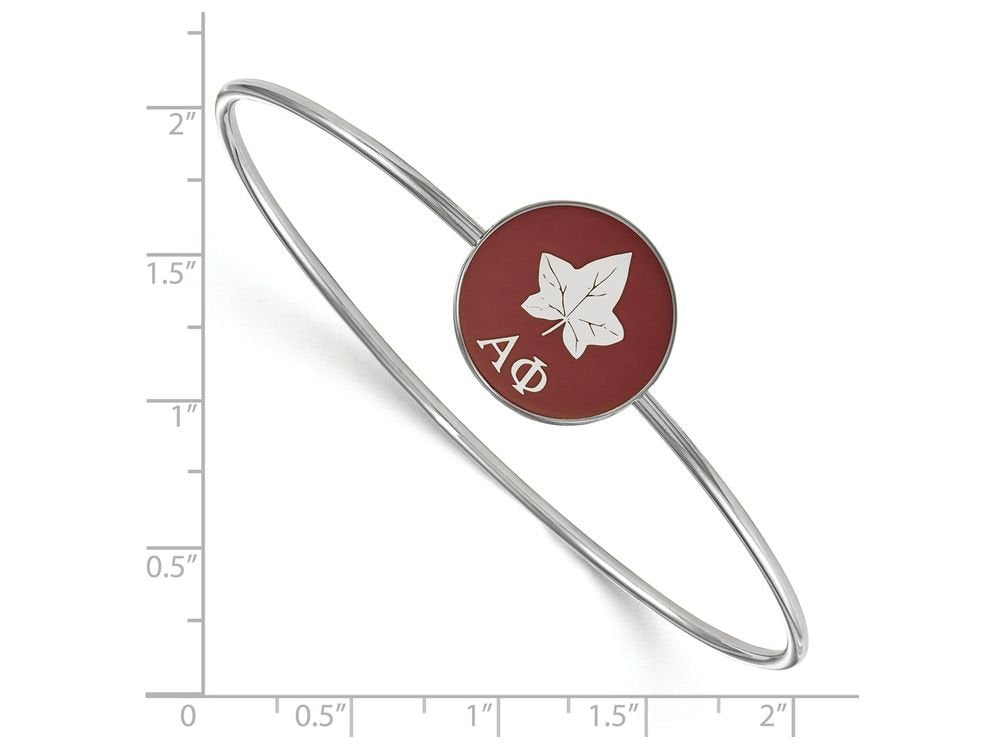Sterling Silver Official Licensed Greek Sororities 7in Alpha Phi (??) Enameled Slip-on Bangle
