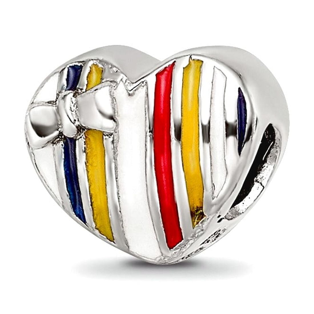 Reflection Beads QRS2934 Sterling Silver Kids Enameled Heart Bead, Polished