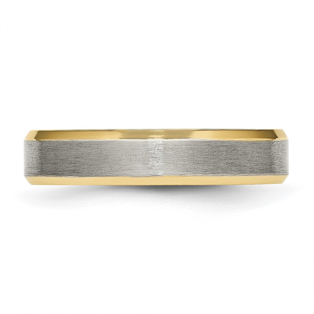 Titanium Brushed Yellow IP-plated 5mm Beveled Edge Band Size - 11.5