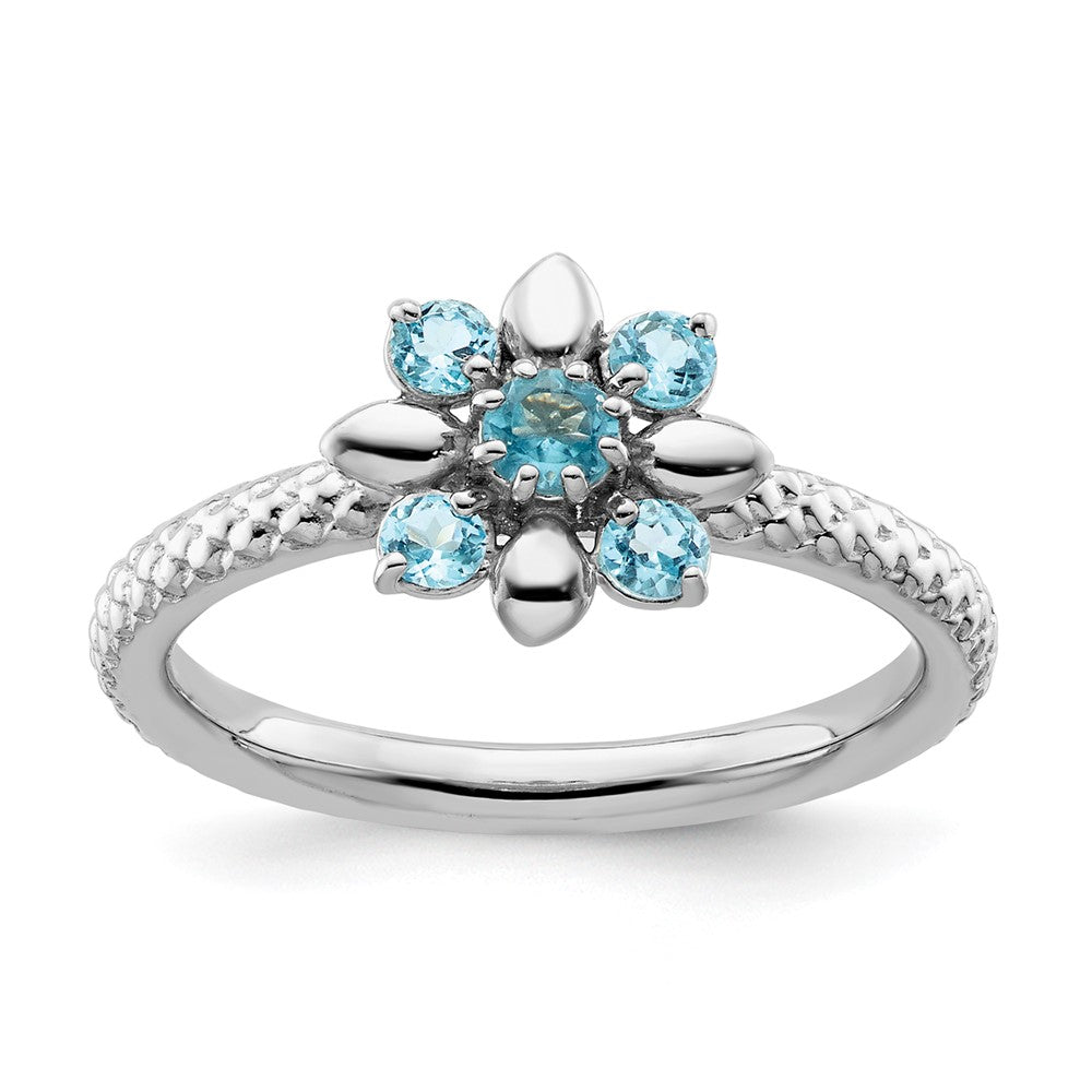 Sterling Silver Stackable Expressions Blue Topaz Ring Size -9