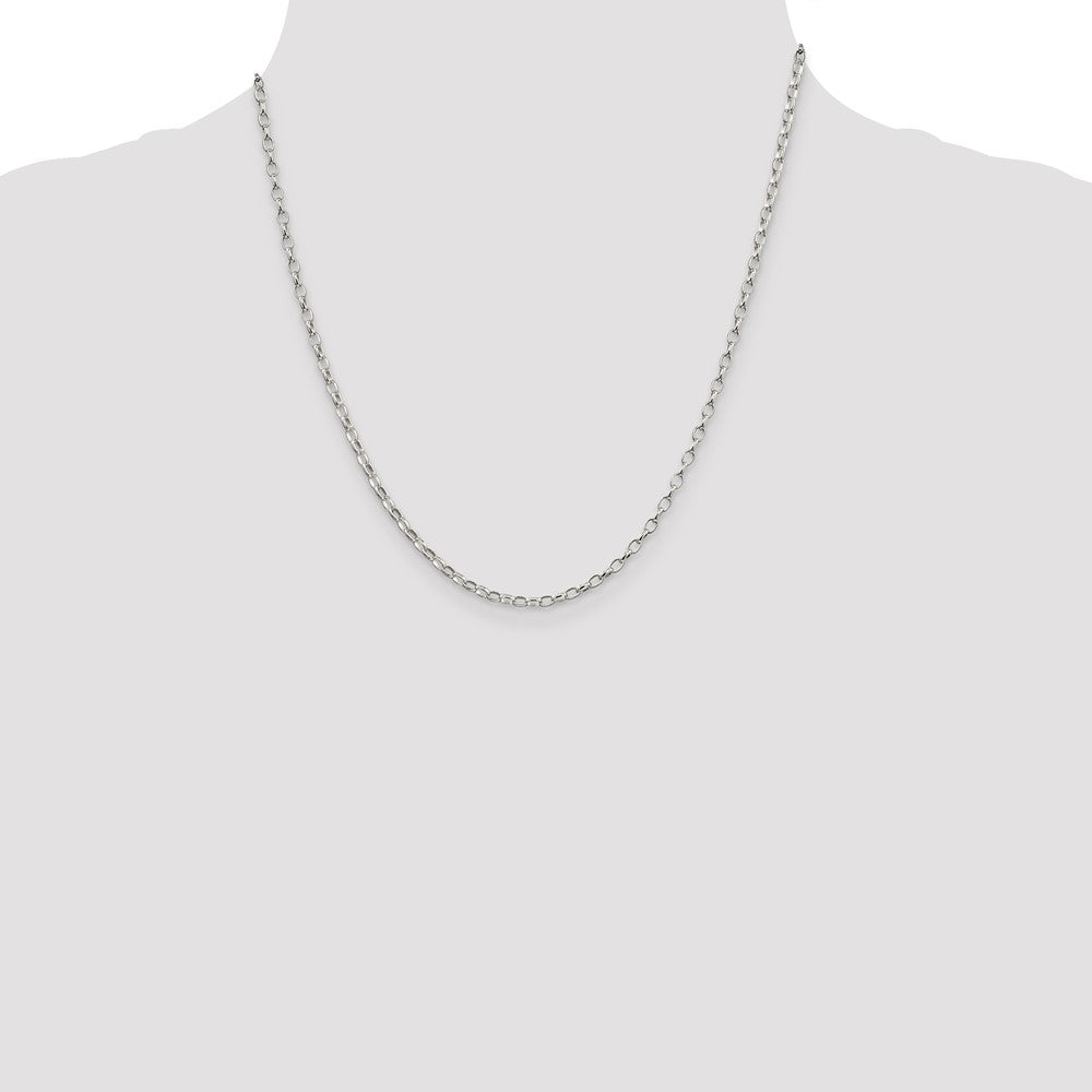 Sterling Silver 2.5mm Oval Fancy Rolo Chain 20 Inches
