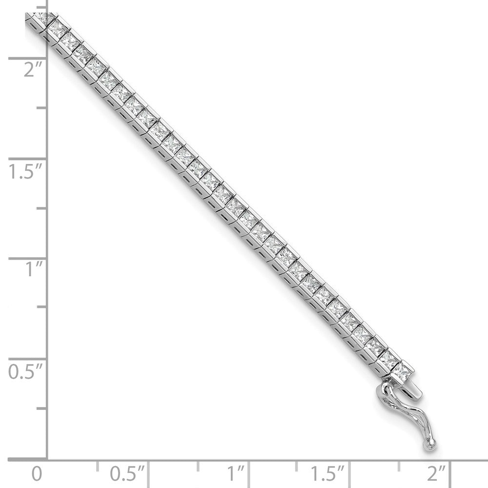 Sterling Shimmer Sterling Silver Rhodium-plated Square 3mm x 3mm CZ 86 Stone 8 inch Bracelet 8 inches
