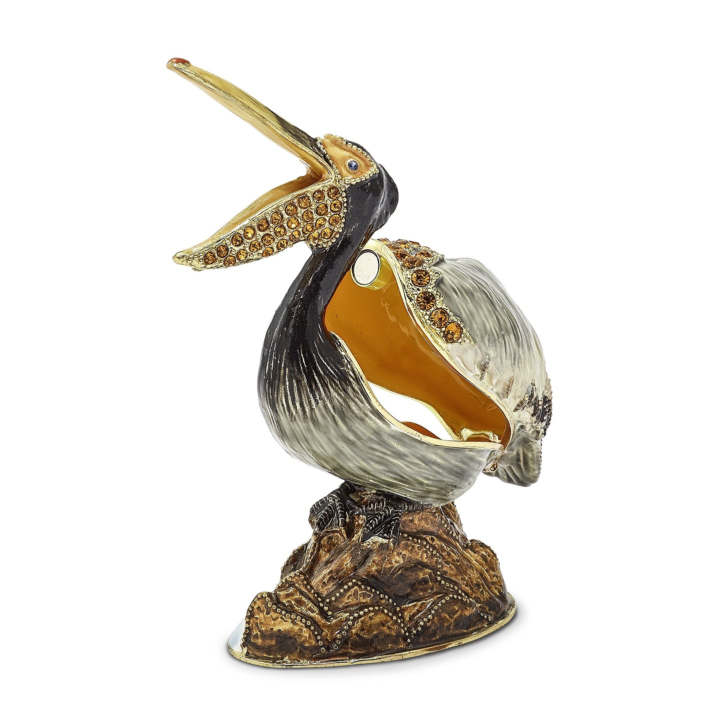 Bejeweled Pelican Trinket Box with Charm Pendant