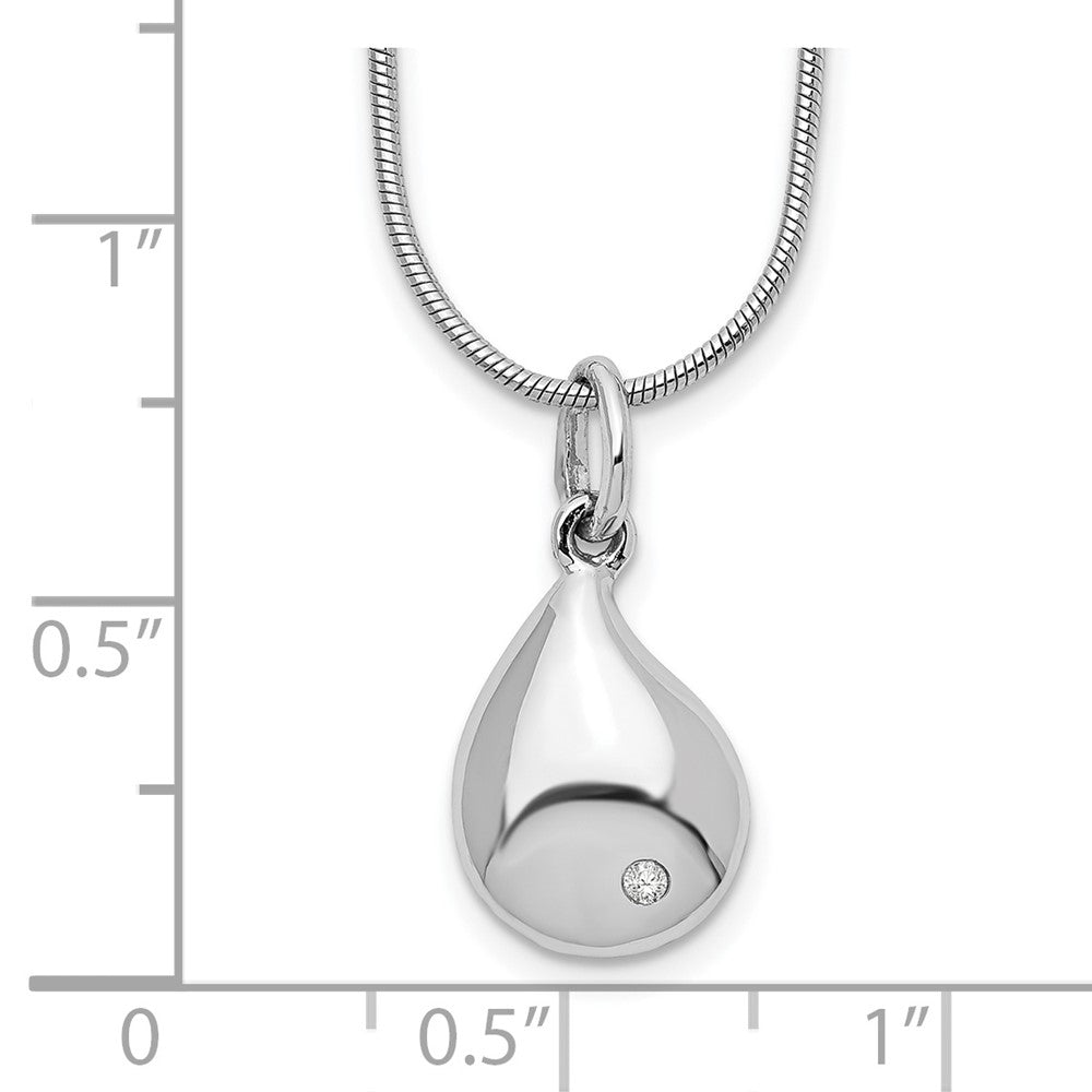White Ice Sterling Silver Rhodium-plated 18 Inch Diamond Teardrop Necklace with 2 Inch Extender 18 Inches