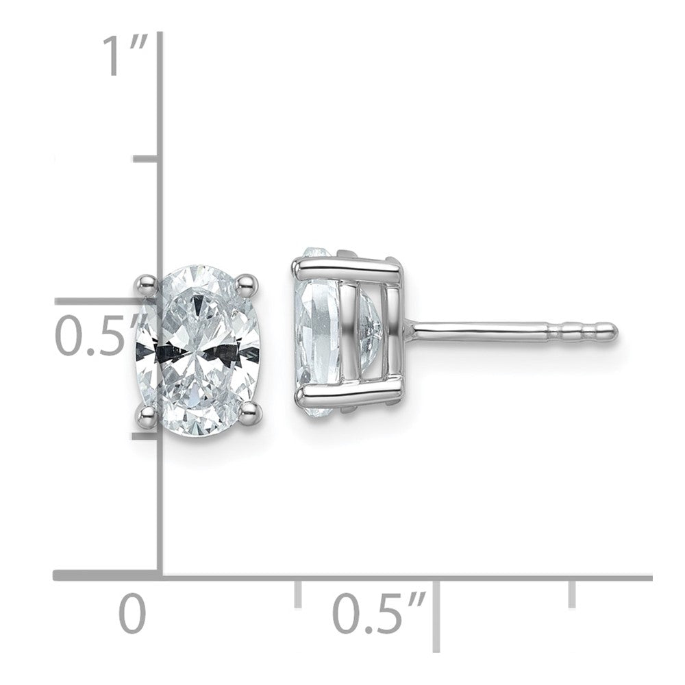 14k White Gold 1 1/2 ctw Lab Grown Diamond VS+ F+ Oval 4 Prong Heavy Wt. Stud Earrings
