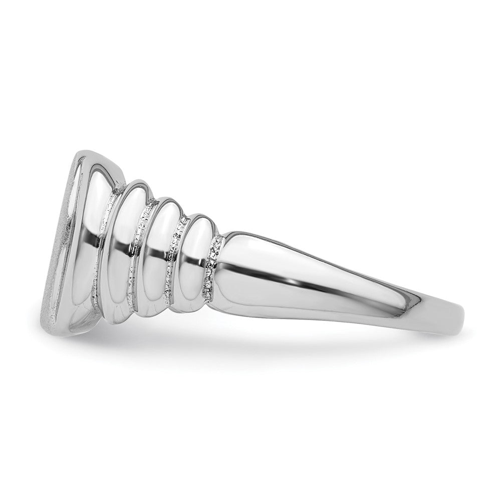 Sterling Silver Rhodium-plated Satin and Polished Signet Ring