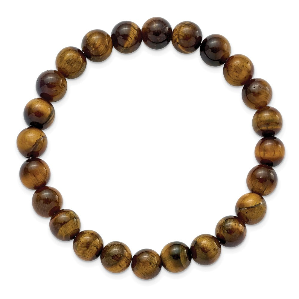 Beaded Stretch Yellow Tiger's Eye Agate Bracelet 6.75 inches