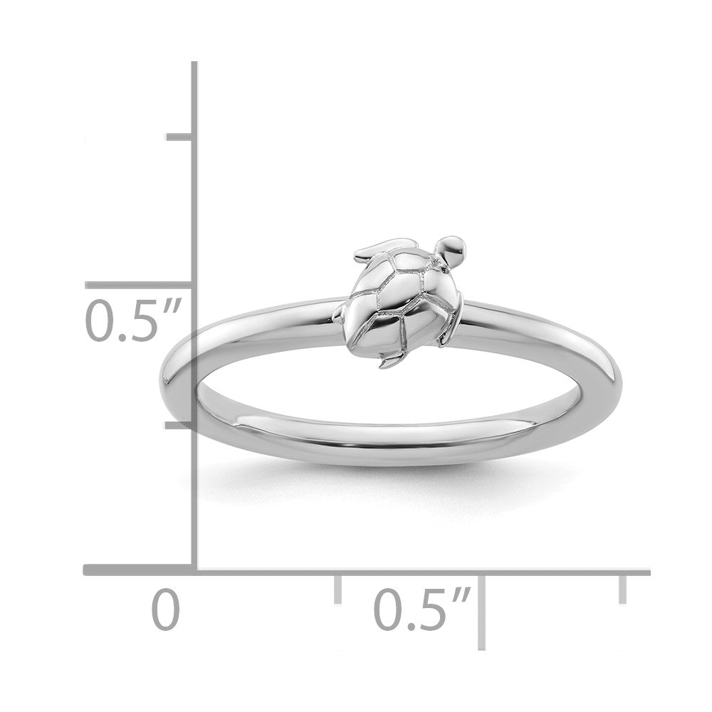 Sterling Silver Stackable Expressions Rhodium Turtle Ring Size -6