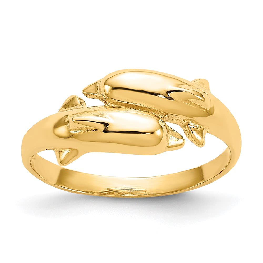 14k Double Dolphin Ring Size 6