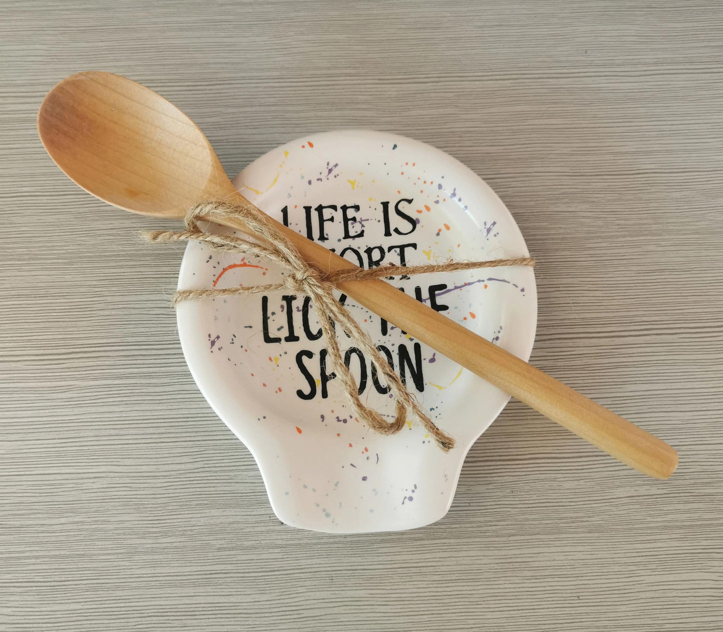 Our Name Is Mud Life is Short Splatter Spoon Rest Set