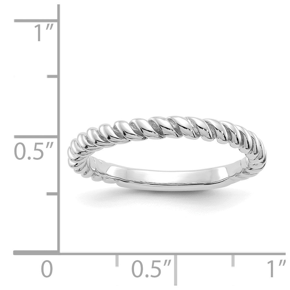 14k White Gold Polished Twisted Band Size 6.5