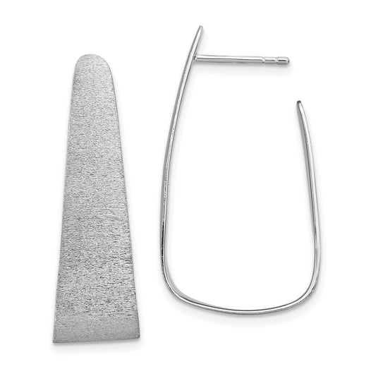Sterling Silver Rhodium-plated Sand-finish Post Dangle Earrings
