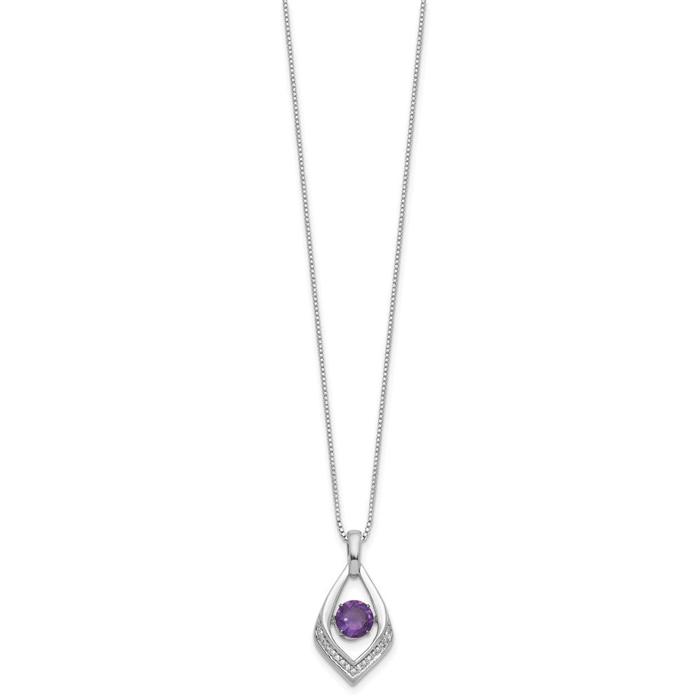 Sterling Silver Amethyst and Diamond 18 Necklace