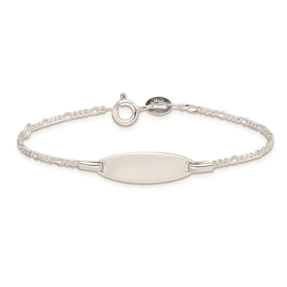 Sterling Silver Childrens 5in Plus 1in Ext ID Figaro Link Bracelet 5 inches