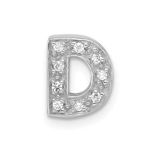 Sterling Silver Polished CZ Initial D Slide