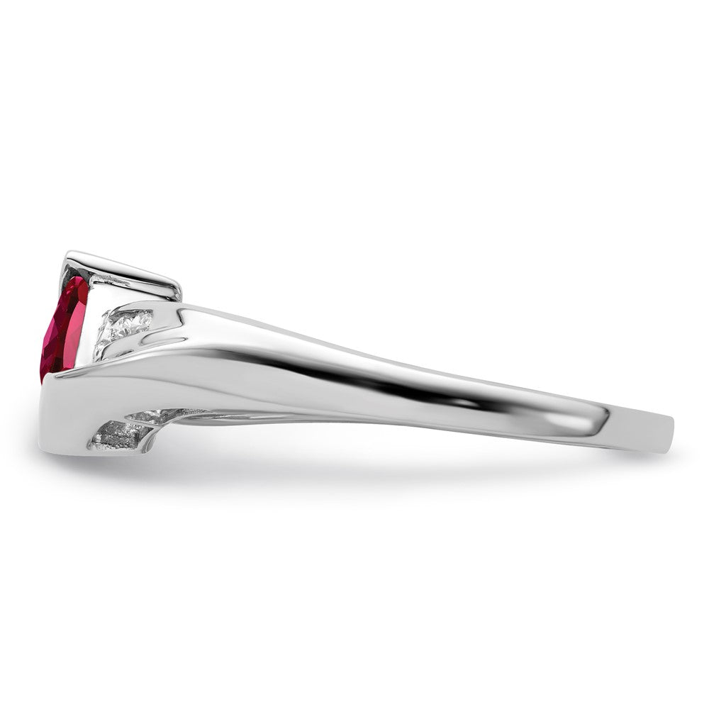 Sterling Silver CR Ruby & Diamond Ring