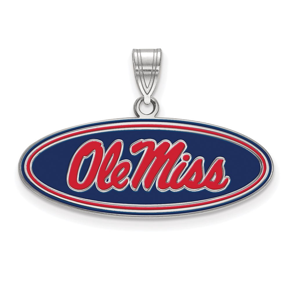 Beautiful Sterling S. Rh-p LogoArt University of Mississippi Medium Enamel Pendant