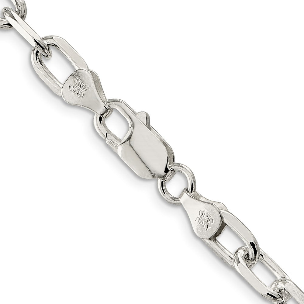 Sterling Silver 6.65mm Diamond-cut Long Link Cable Chain 24 Inches