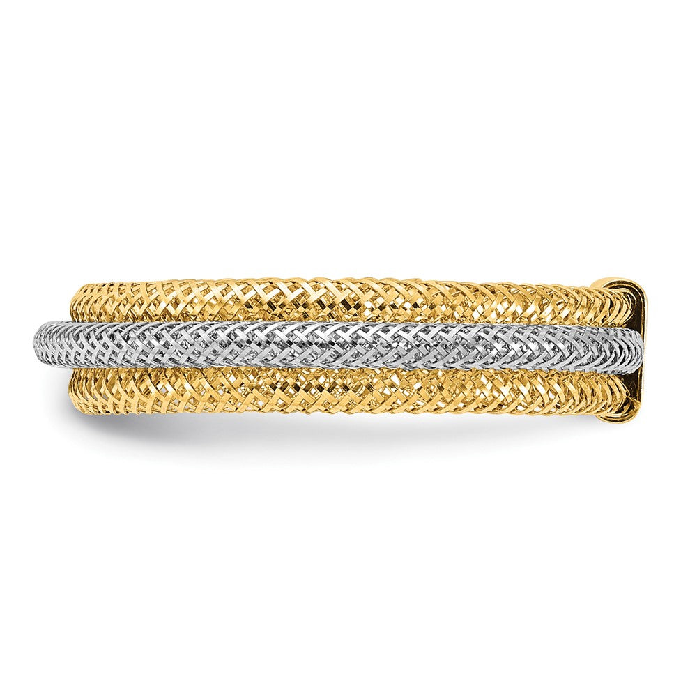 14K w/Rhodium Polished/Textured Stretch Ring
