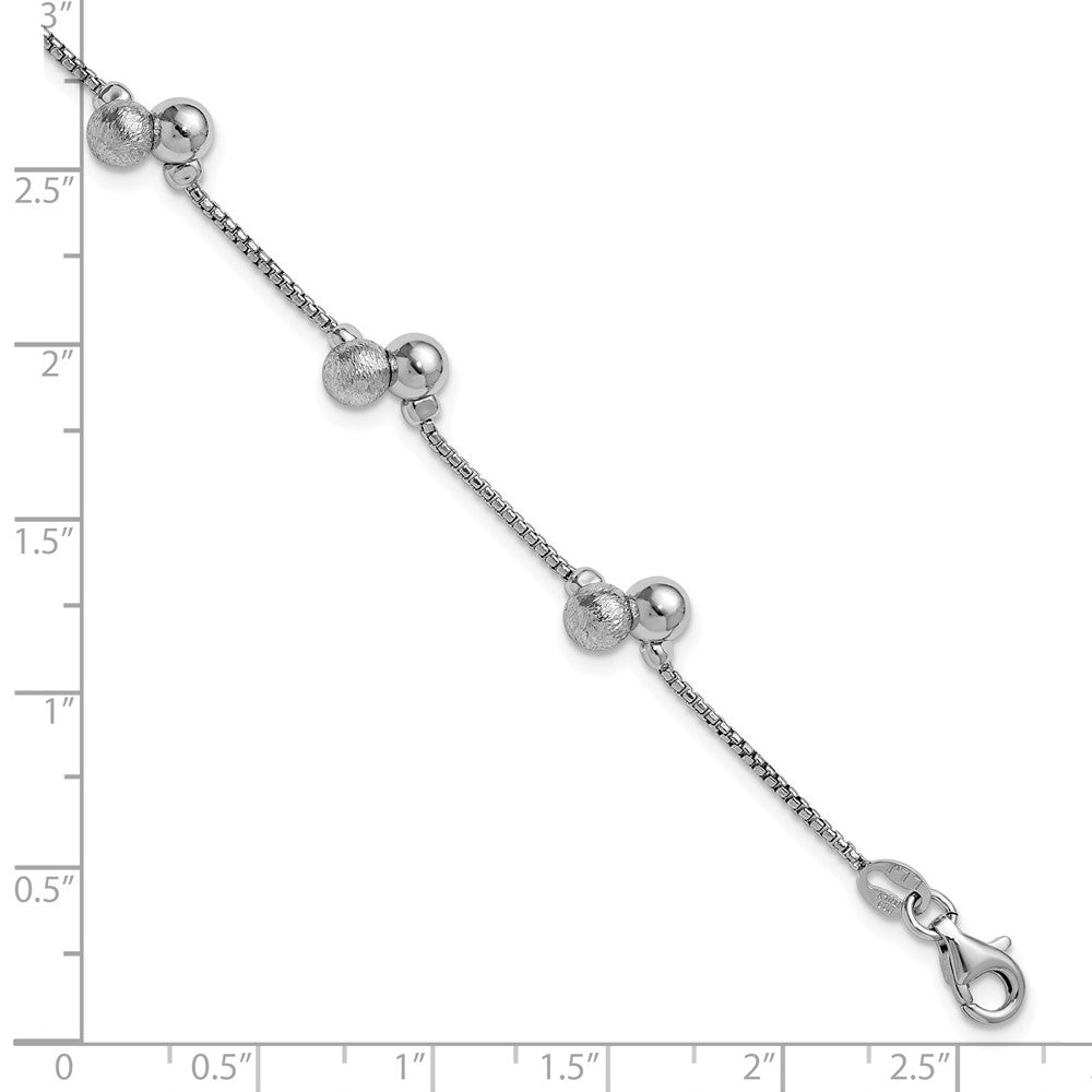 SS RH-plated Brushed and Beaded w/1in Ext Bracelet 7  inches