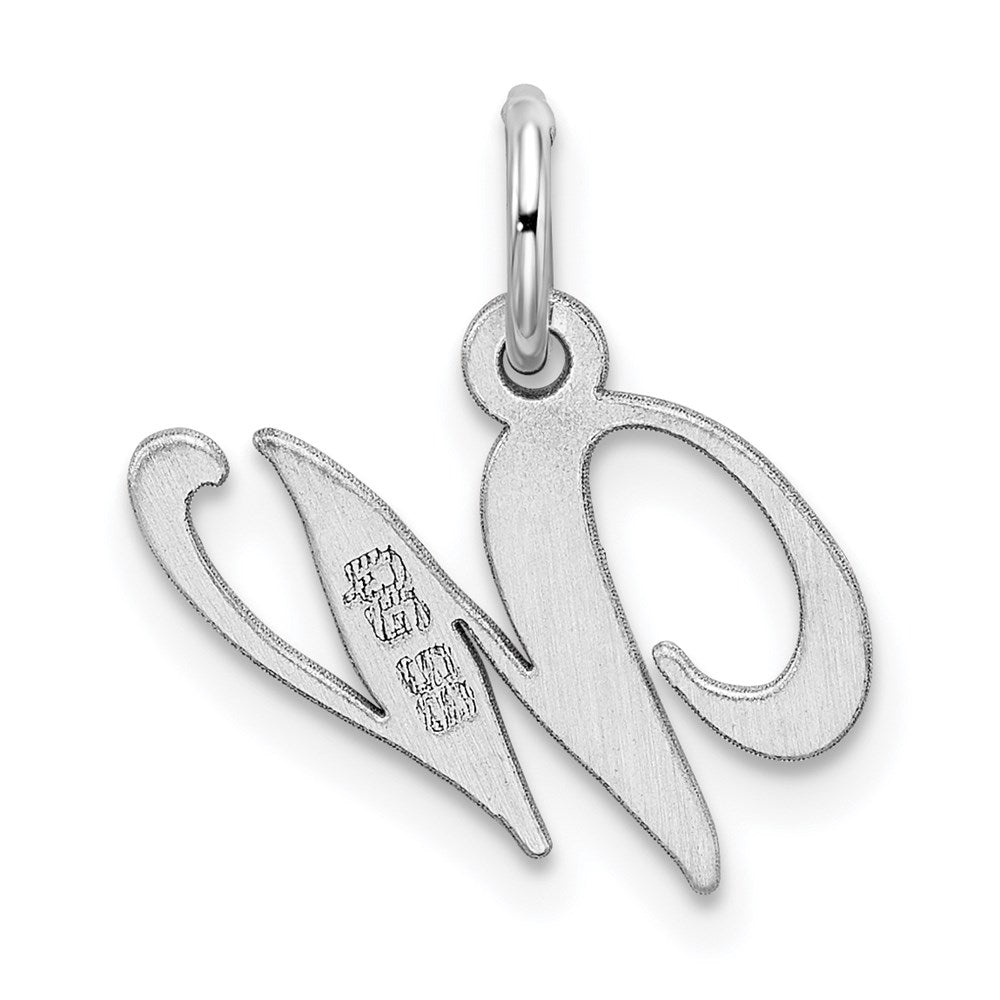Sterling Silver Rhodium-plated Fancy Script Letter W Initial Charm