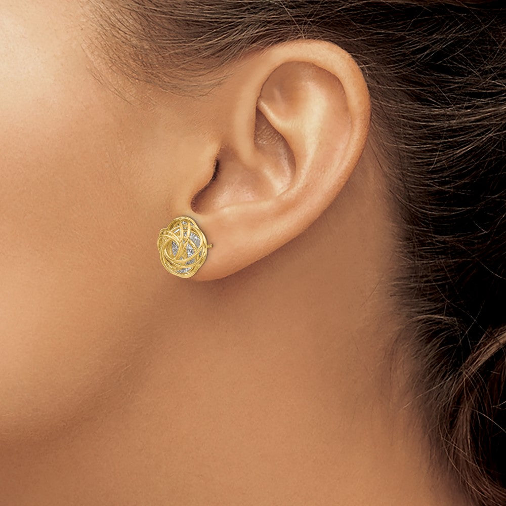 14K Two-tone Polished D/C Love Knot Earrings