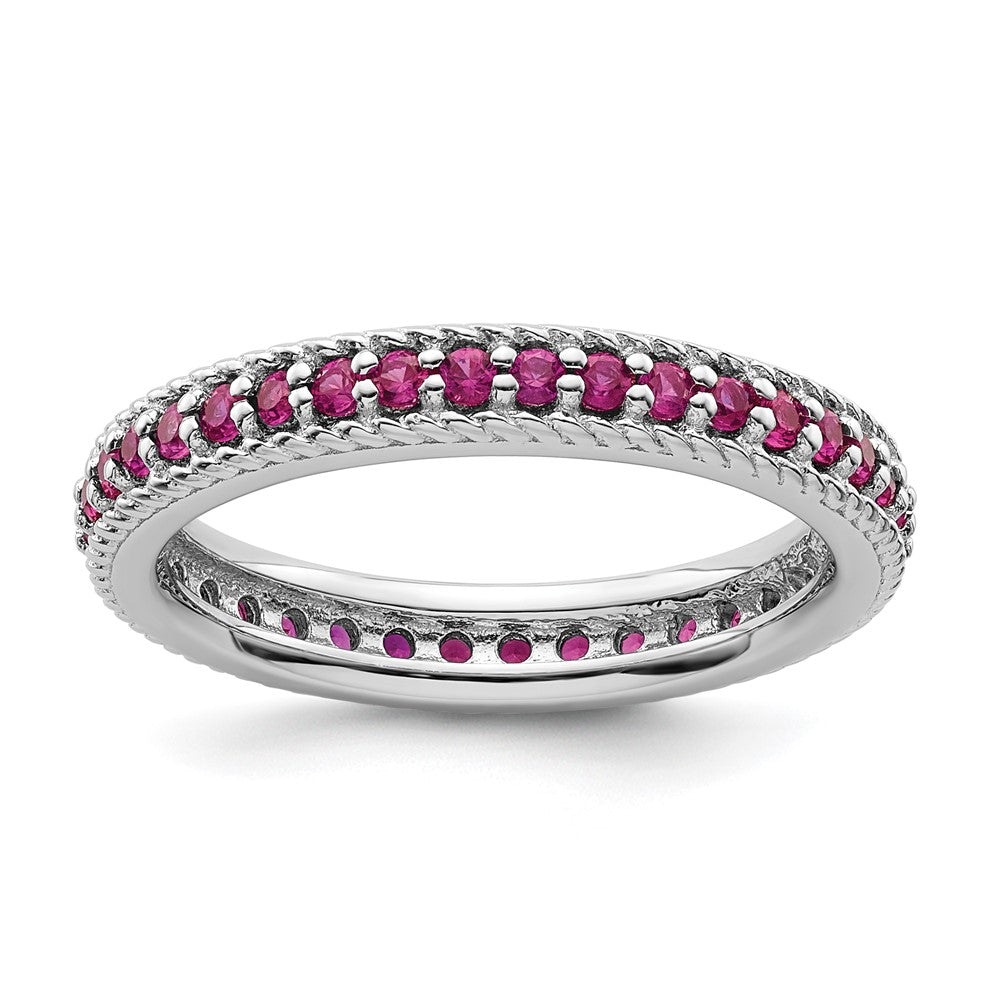 Sterling Silver Stackable Expressions Polished Created Ruby Eternity Ring Size -6