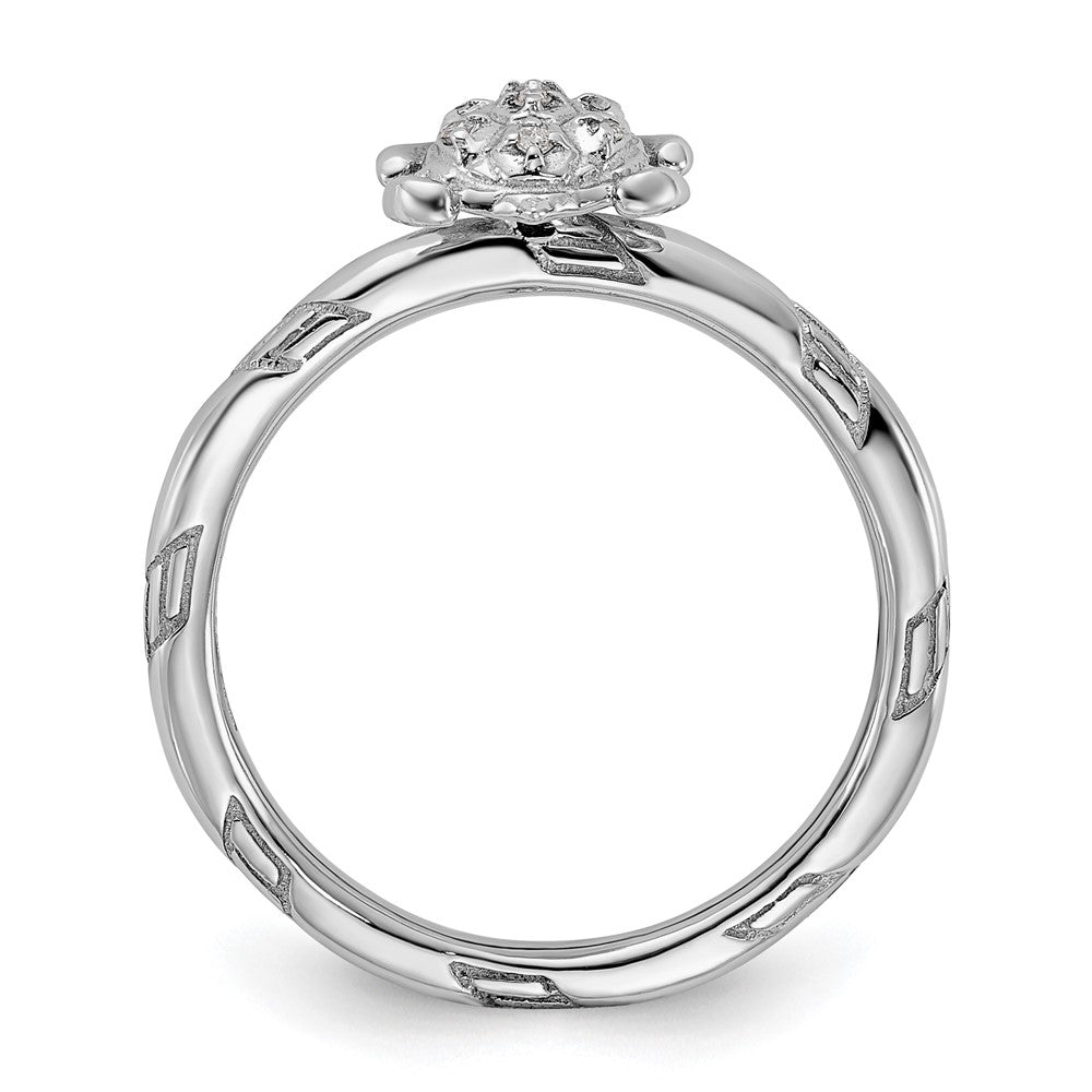 Sterling Silver Stackable Expressions Diamond Turtle Ring Size -5