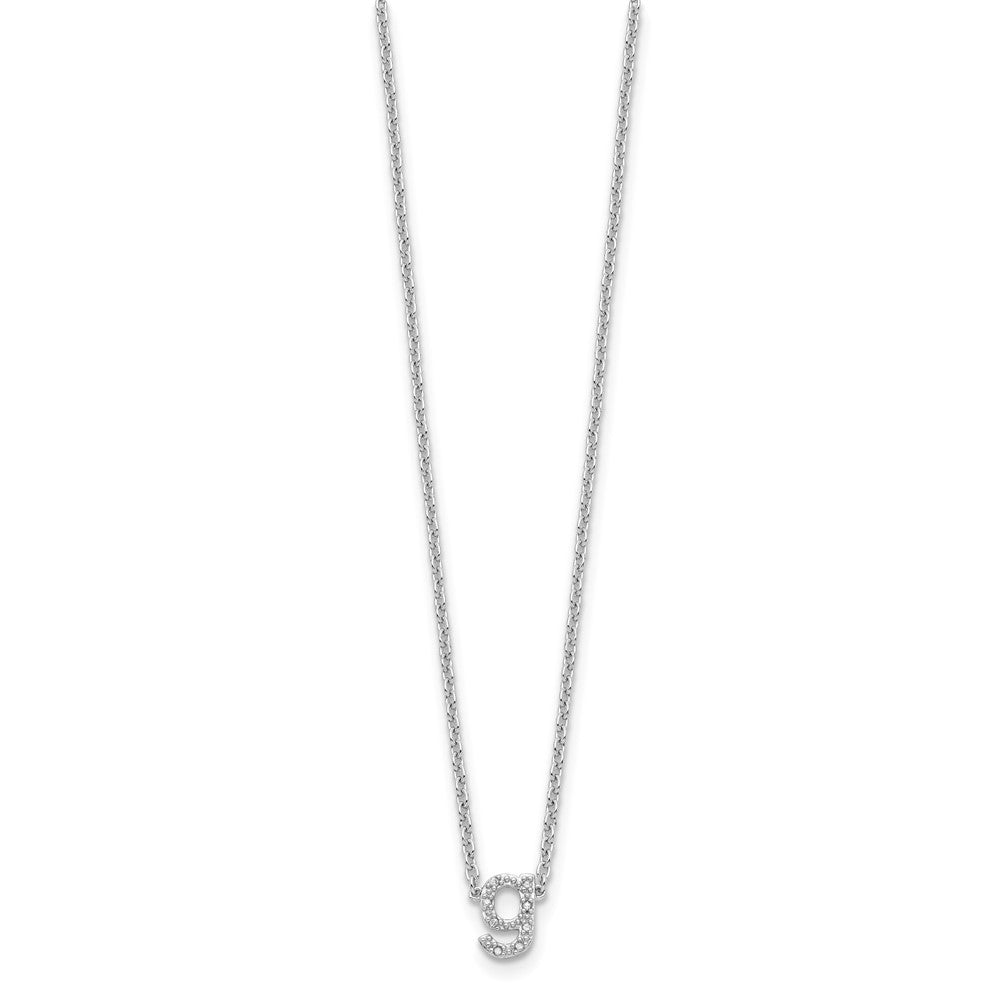 Sterling Silver Polished Diamond Initial g with 16 + 2 in ext Necklace