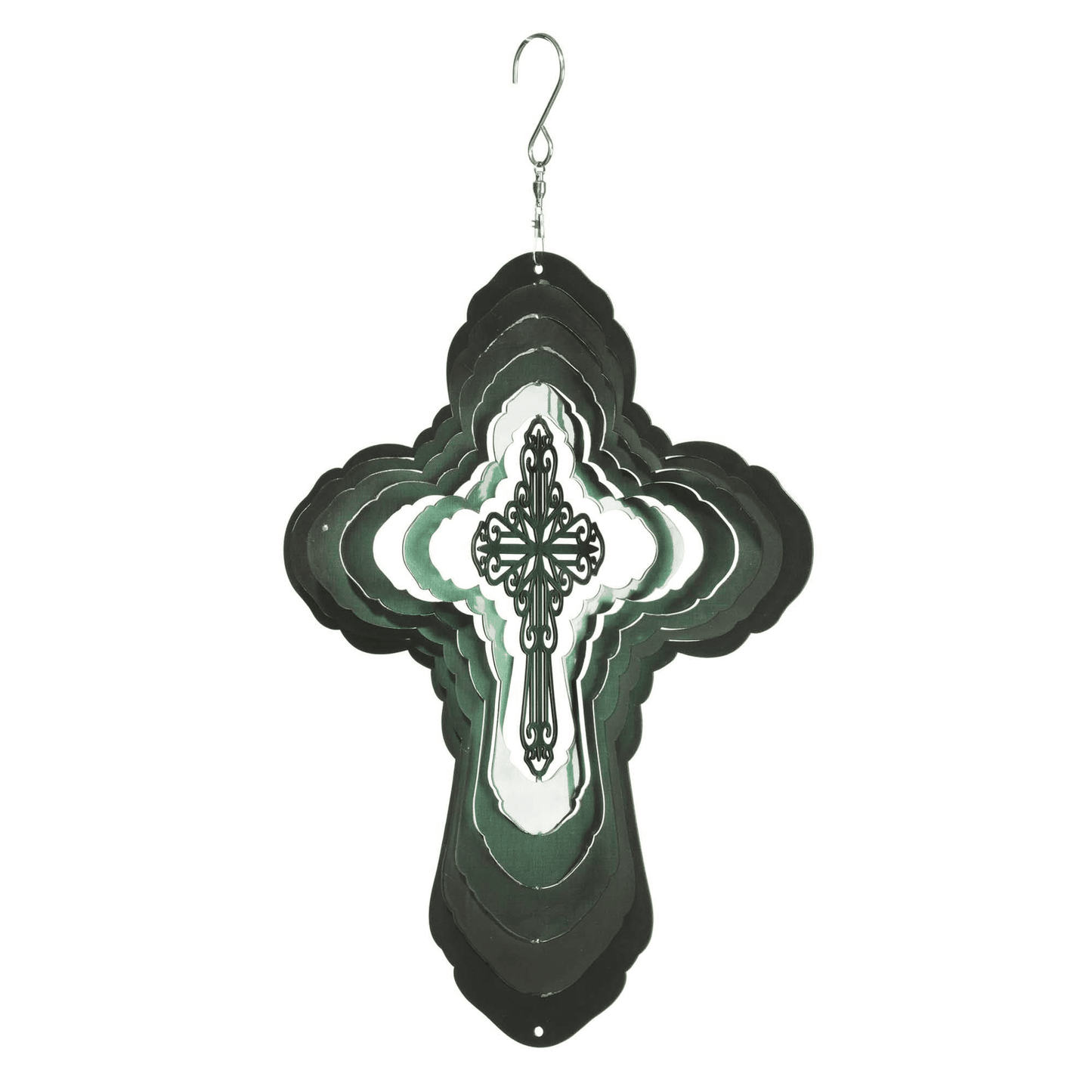 Wind Spinner Cross Steel 12In