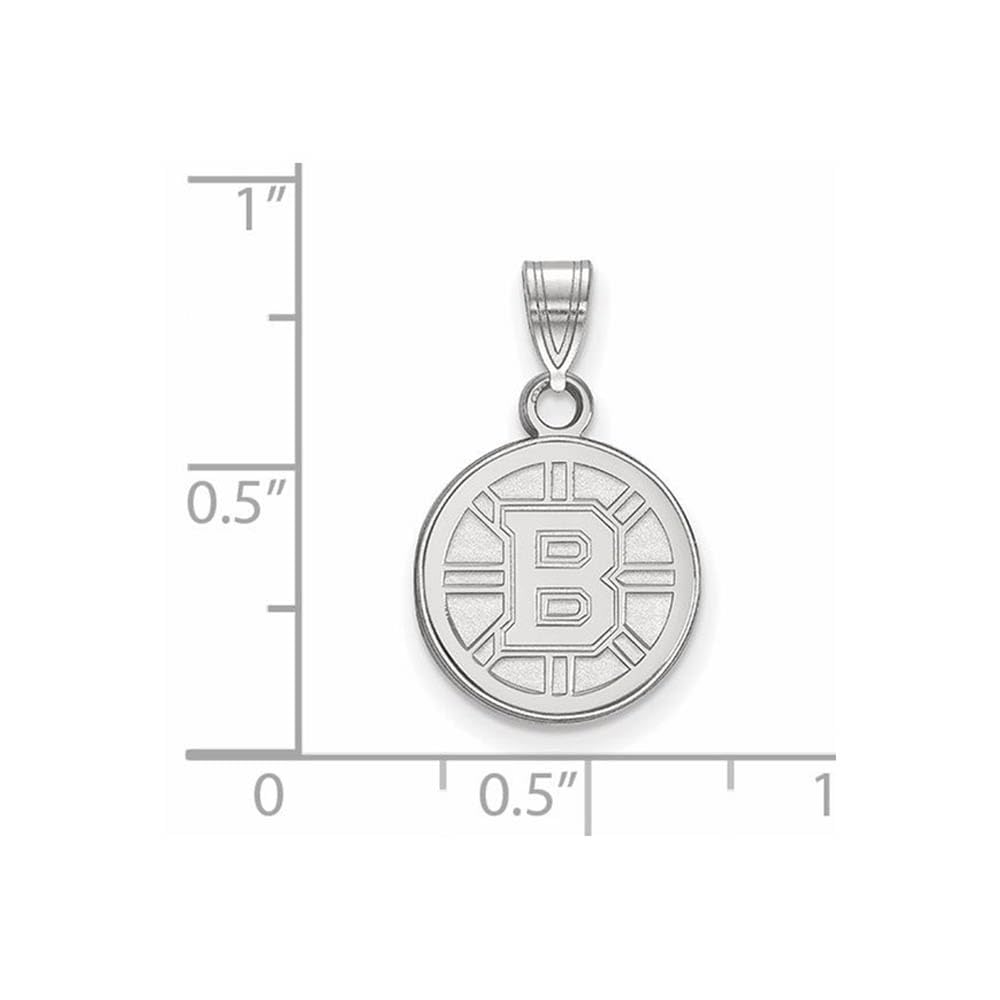LogoArt Sterling Silver Rhodium-plated NHL Boston Bruins Small Pendant