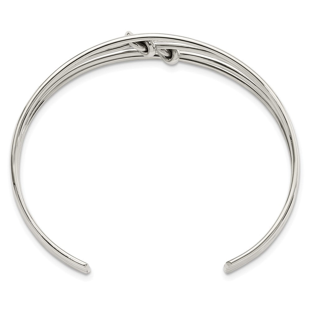Sterling Silver Polished 4 Band Knots Cuff Bangle 7.25 inches