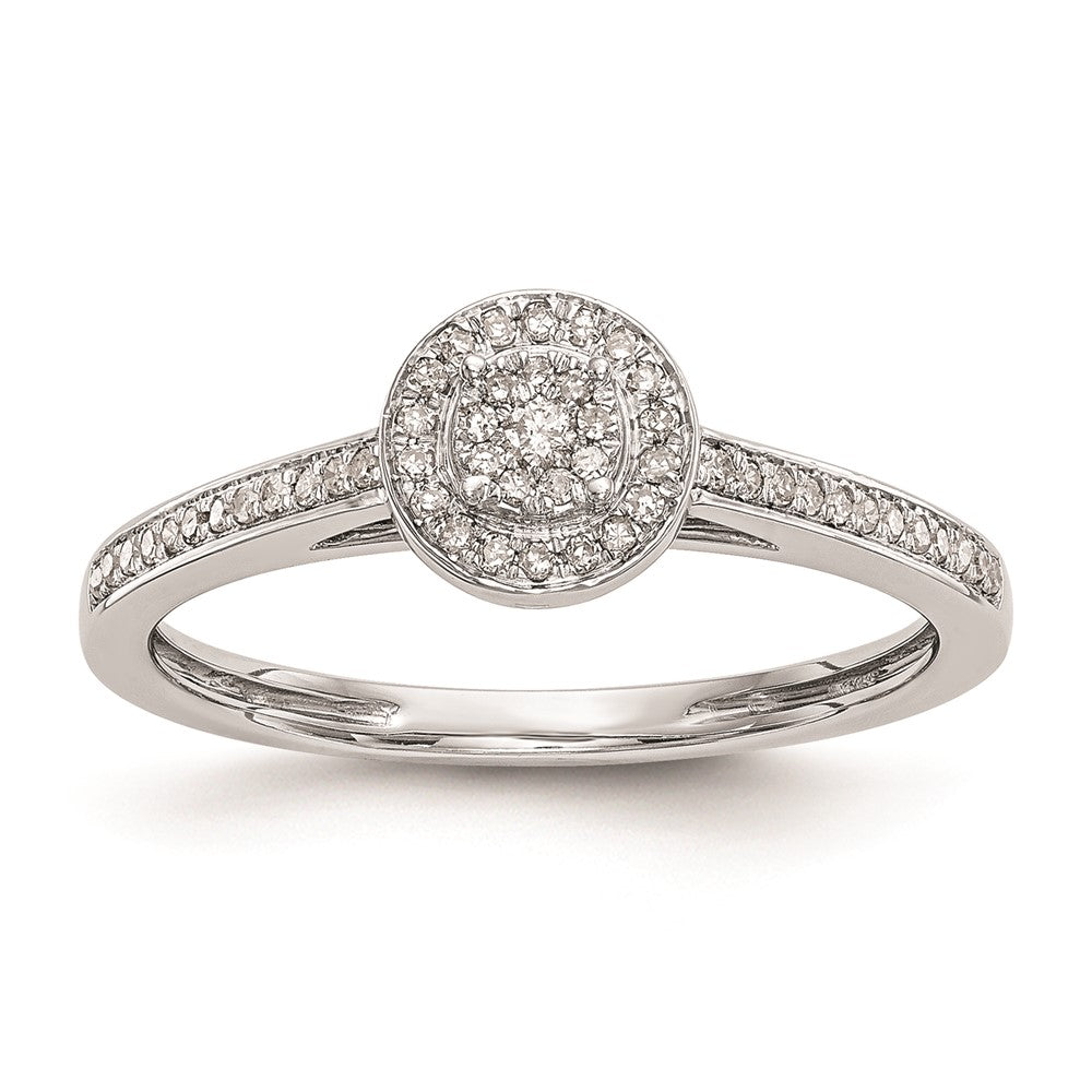 10K White Gold Halo Cluster 1/5 carat Diamond Complete Engagement Ring