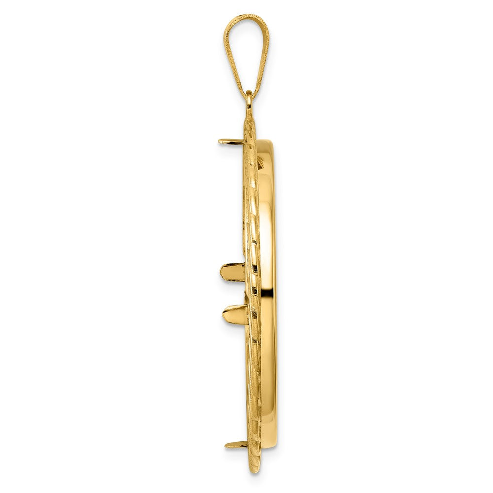 14k Polished Triple Loop with 32.7mm Prong Coin Bezel Pendant