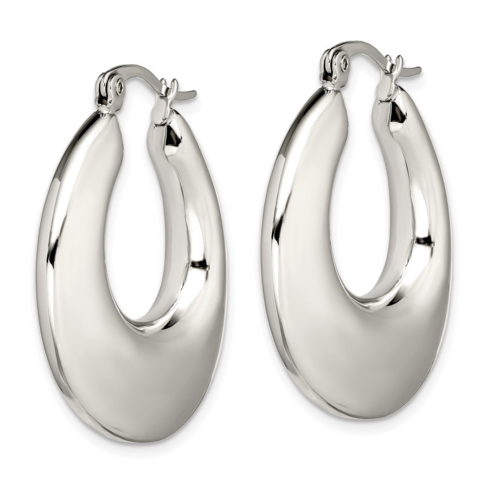 Stainless Steel Polished Teardrop Hollow Hoop Earrings