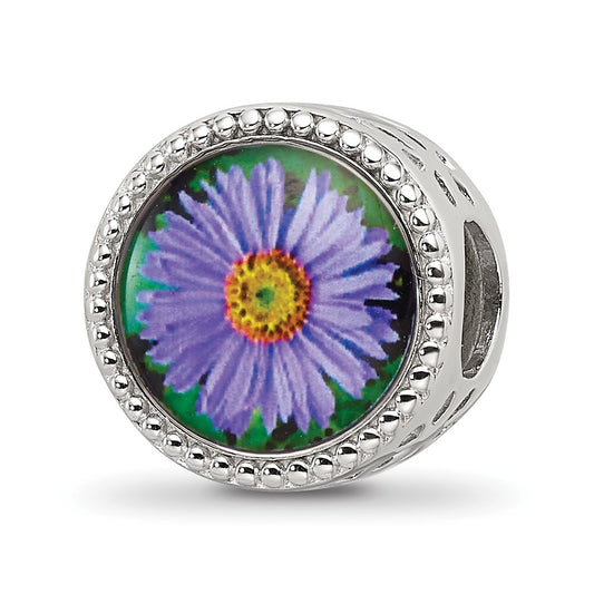 Sterling Silver Reflections Rhodium-plated September Flower Bead