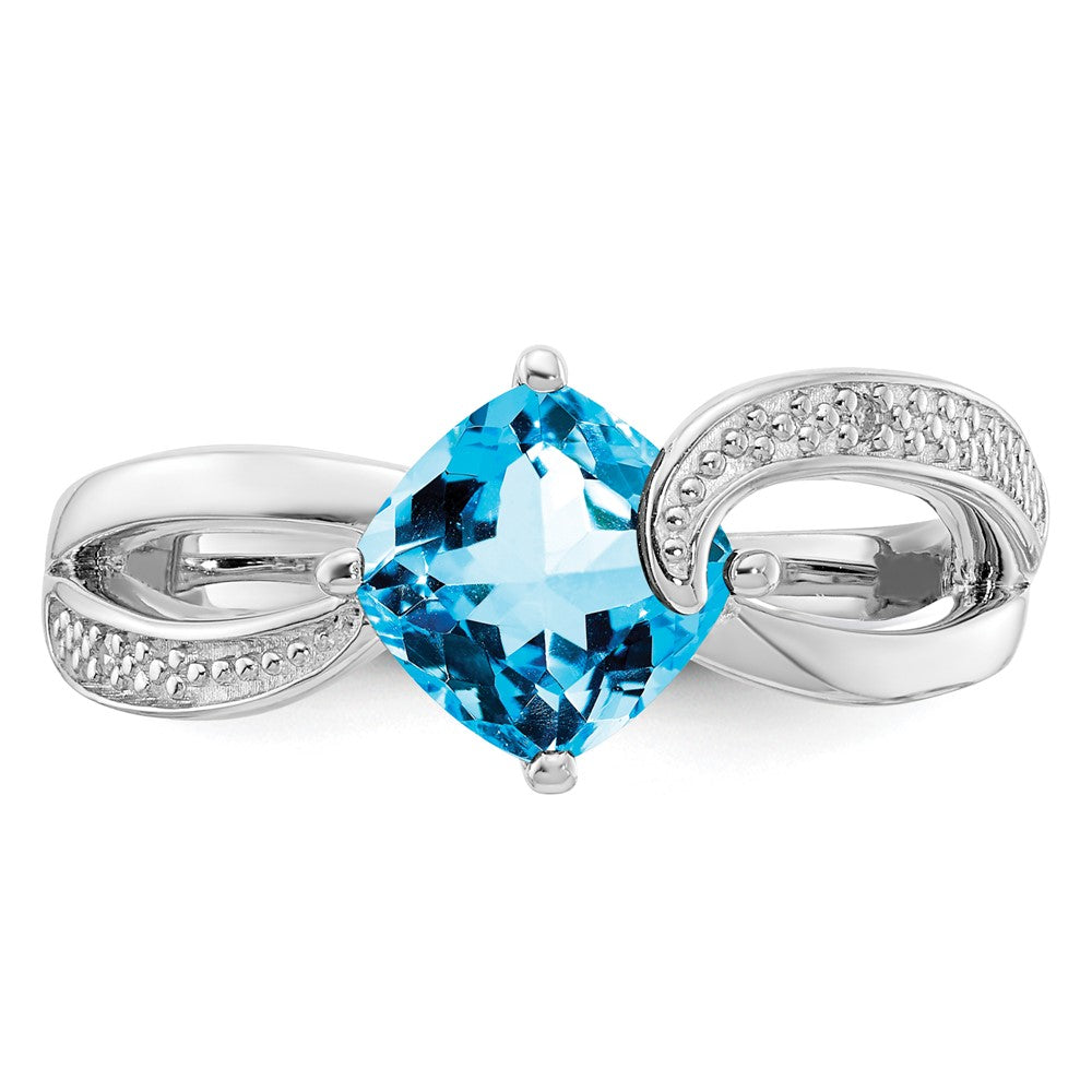 ANC Sterling Silver Blue Topaz & Diamond Ring