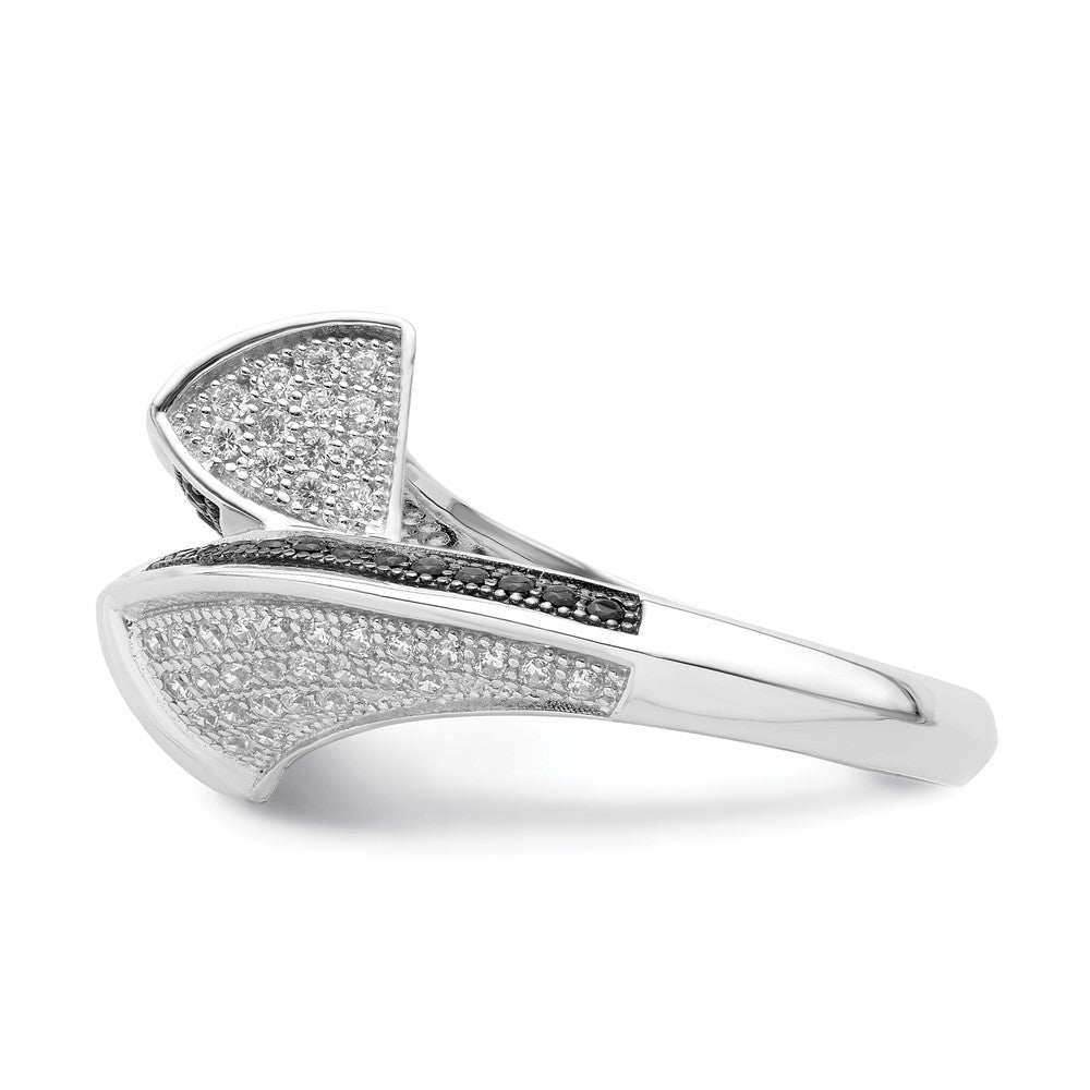 Sterling Silver Black & Clear CZ True Fire Ring