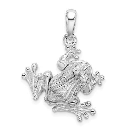 De-Ani Sterling Silver Rhodium-Plated Polished Bug Eyed Frog Pendant
