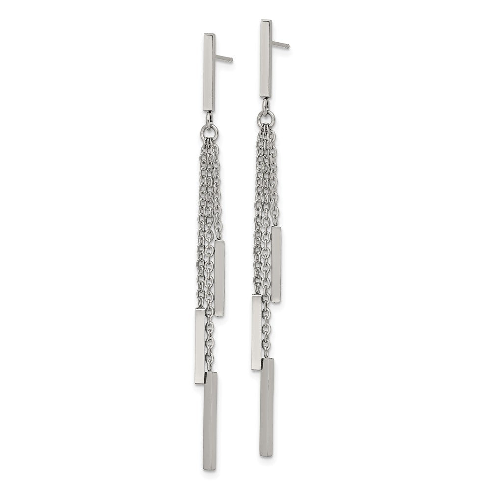 Stainless Steel Polished Bar Post Dangle Earrings