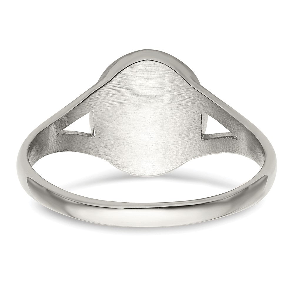 Stainless Steel Polished Oval Disc Ring Size - 8
