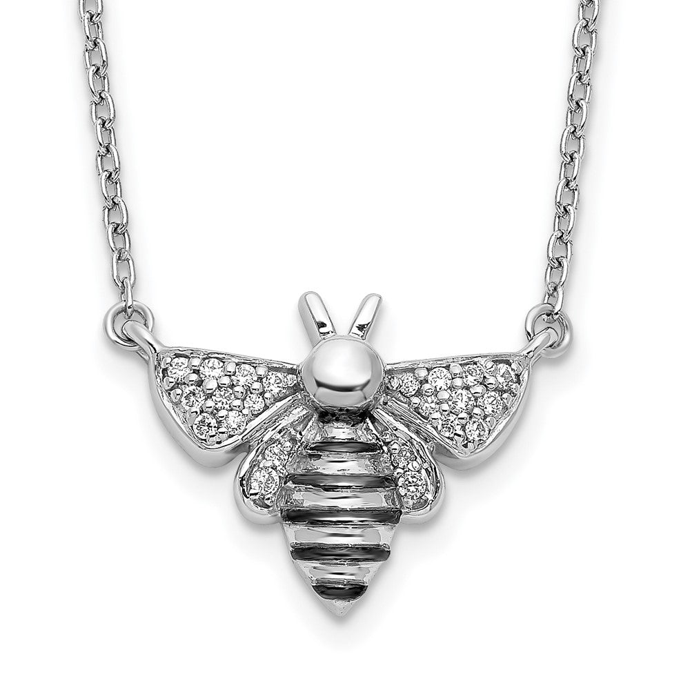 14k White Gold Diamond Bee 18 inch Necklace