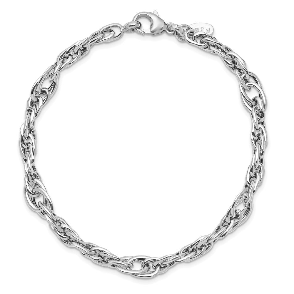 14k White Gold Polished Link Bracelet 7.5  inches