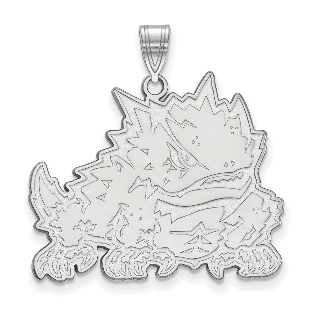 Sterling Silver LogoArt Official Licensed Collegiate Texas Christian University (TCU) XL Pendant