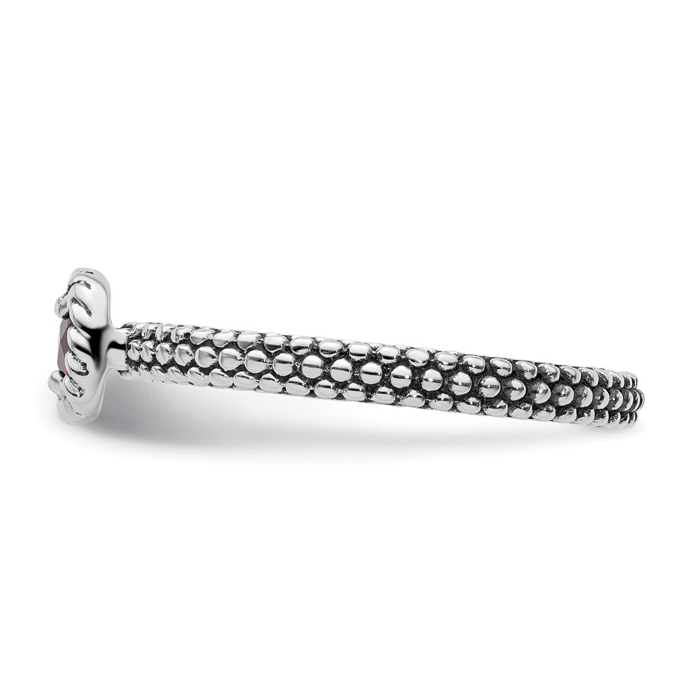 Sterling Silver Stackable Expressions Checker-cut Rhodolite Garnet Ring Size -10